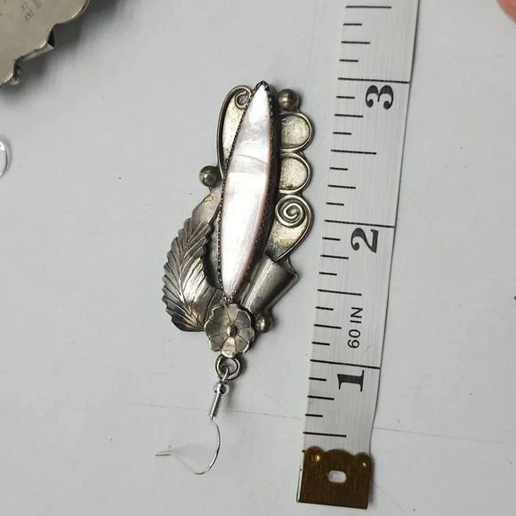 Randy Hoskie Navajo Sterling Silver Pink Mother Of Pearl Dangling Earrings - Picture 6 of 7